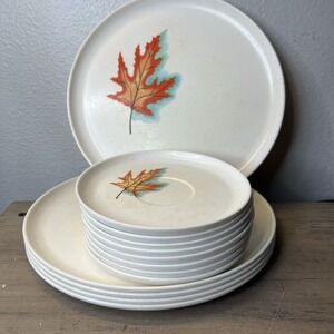 Vintage Spaulding Ware Autumn Leaf Melamine Plates 13 Pc Set MCM‎ Camping *READ